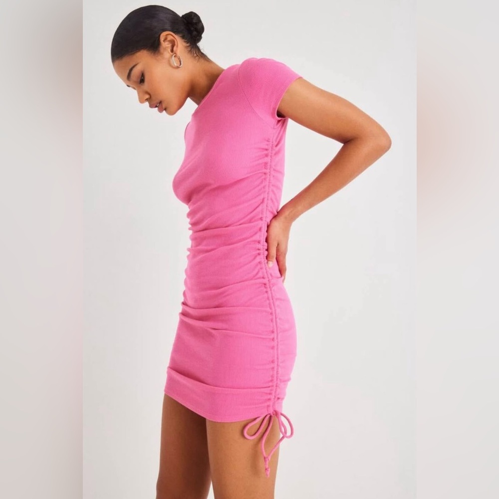 Garage: Pink Ruched Mini Dress - Picture 3 of 4